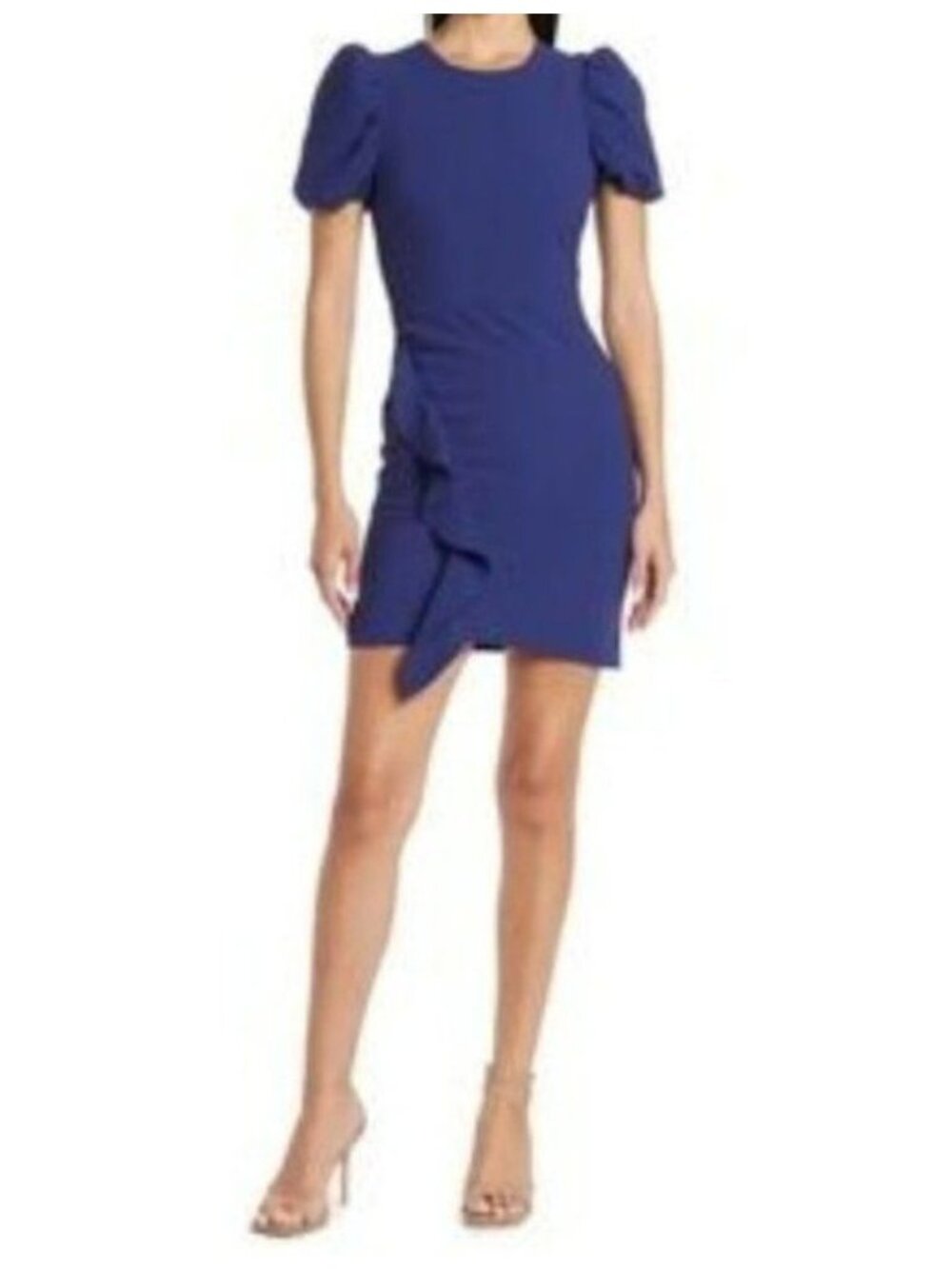 Likely x Revolve Malta Ruffle Puff Short Sleeves Mini Wedding Guest Dress Blue 2